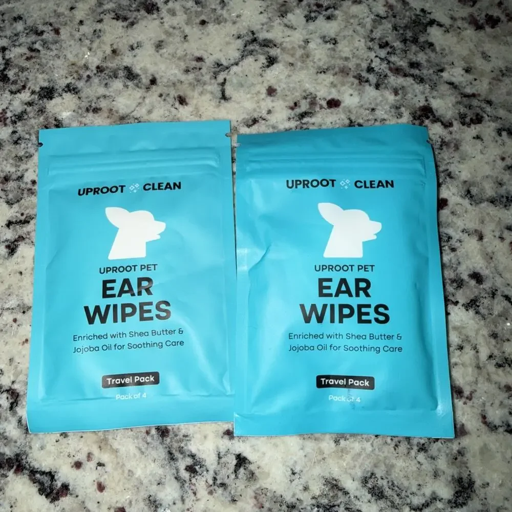 Uproot Clean Cat Dog Ear Cleaner Finger Wipes 8 Wipes Disposable Dog Ear Wipe